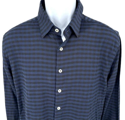 STONE ROSE Men's Small Black & Blue Check Brushed Cotton Button Down Shirt NWT - Image 1 of 4