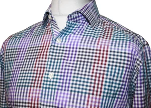 Duchamp London Multicolour Check Shirt - 16"/41 - Tailored Fit - Cutaway Collar - Picture 1 of 13