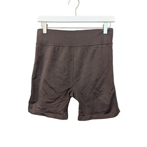 AEROPOSTALE Brown Bike Shorts Textured High Rise Athletic Womens Size Large - Picture 1 of 7