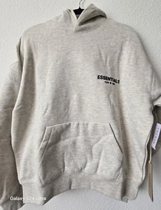 Fear of God Essentials Sz. S Hoodie Light Oatmeal Pullover Cotton Sweatshirt NWT - Picture 1 of 4