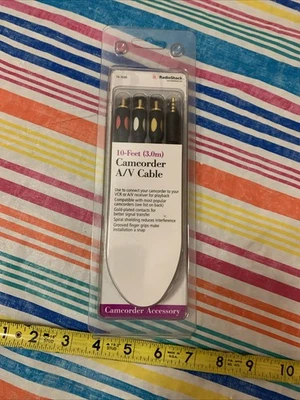 Camcorder A/V Cable Video 10 Feet 3m gold plated spiral shielding Factory Sealed - Image 1 of 4