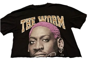 Men’s M Askyurself Dennis Rodman Crop T-Shirt Black Graphic - Picture 1 of 4