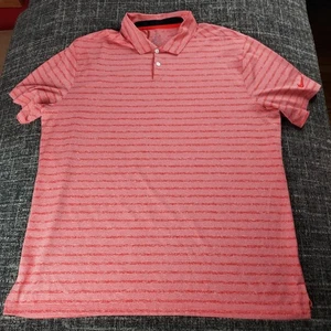 Nike Dri Fit Herren rot gestreift Golf Poloshirt Freizeit Swoosh Größe XL - Bild 1 von 9
