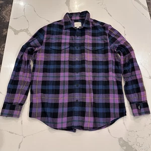 Camisa de franela de ajuste clásico American Eagle para mujer talla L púrpura azul colorida  - Imagen 1 de 14