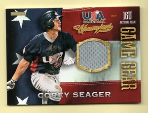 2013 Panini USA Champions GAME GEAR Corey Seager RC JERSEY - RANGERS - Picture 1 of 2