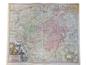 cca. 1740 MAP OFLUXEMBURG BY MATTHAEUS SEUTTER - ORIGINAL COLORED COPPERPLATE - Picture 1 of 6