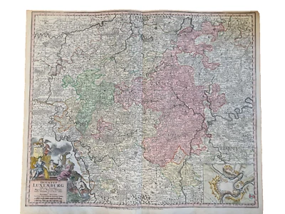 cca. 1740 MAP OFLUXEMBURG BY MATTHAEUS SEUTTER - ORIGINAL COLORED COPPERPLATE - Image 1 of 4
