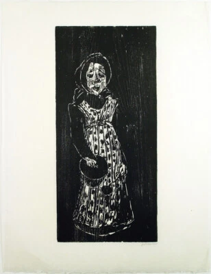 Mädchen mit Maske, 1983. Holzschnitt Willem GRIMM (1904-1986 D), handsigniert - Bild 1 von 3