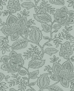 2861-25737 Larkin Green Floral Wallpaper Non Woven Material Botanical Theme - Picture 1 of 3
