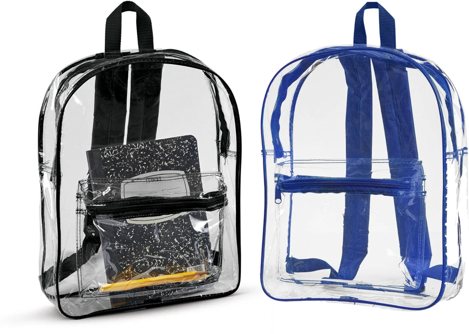 Mochila Transparente con Correas Acolchadas Bolso Escuela Viaje Armario Artesanía Bolsillo Frontal Foto 1 de 1