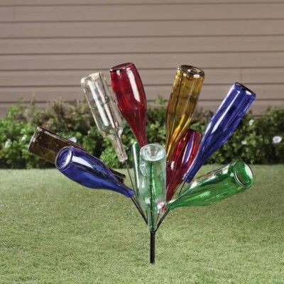 Unique Style Outdoor Metal Wine Bottle Holder Bush Tree Garden Yard Stake Decor - Image 1 of 4