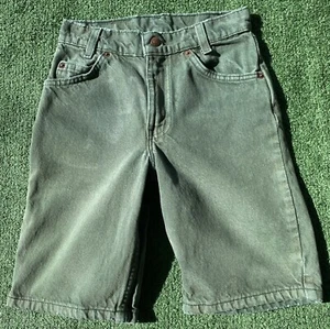 Vintage Levi’s 550 Orange Tab Denim Jean Green Shorts Jorts Boys SZ 6 USA Made - Picture 1 of 10