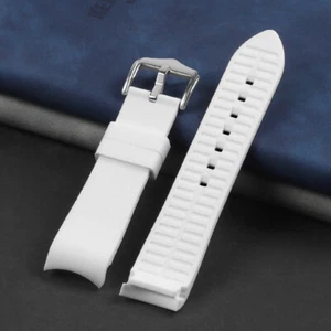 High Quality Rubber Watch Band Elbow Curved Waterproof Strap 18/19/20/21/22/24mm - Picture 1 of 19