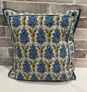 Cuscino punto ago Atene organizzazione benessere nazionale vintage made in Greece blu - Foto 1 di 10