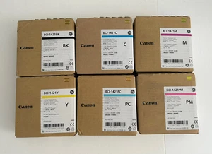 6 original canon bci-1421bk bci-1421c bci-1421 m y pm pc canon w8200  - Bild 1 von 2