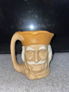 Vintage 70s Clay Pottery Art Mug Old Pirate Face Toby Style Made In Japan 5" - Picture 1 of 7