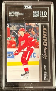 Moritz Seider Young Guns TAG 10 (966)  2021-22 Upper Deck #469 Red Wings - Picture 1 of 2