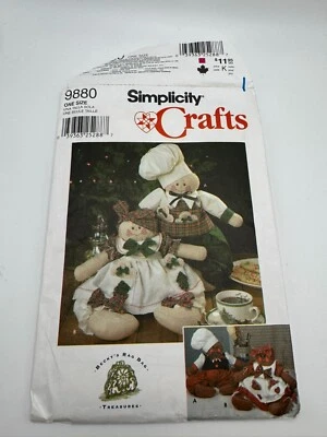 Simplicity 9880 Gingerbread People Dress Pants Chef Hat Dolls Stuffed UNCUT - Image 1 of 3