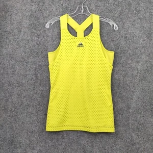 Adidas Tank Girls 14-15Y Yellow Primeblue Mesh Sleeveless Halter Running Active - Picture 1 of 8