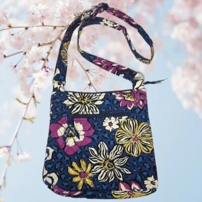 Vera Bradley Blue Purple Floral African Violet Hipster Crossbody Purse Bag 11x11 - Image 1 of 4