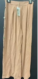 New In Linen Blend Wide Leg Pants Salmon Size Medium BNWT - Picture 1 of 5