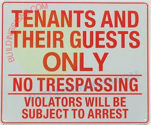 TENANTS AND GUEST ONLY SIGN (10x12, White, Aluminum) -REF24-1027 - Picture 1 of 6