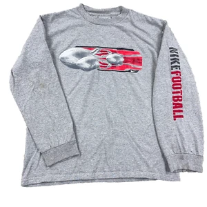 Vintage Nike Shirt Boys Large Gray Y2K Football Tee Youth Kids Long Sleeve 2000s - Picture 1 of 15