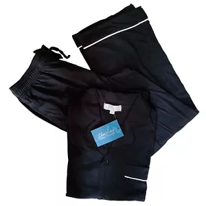 NWT Alexander Del Rossa Men’s 2 Piece Pajama Black w/White Trim Size S - Picture 1 of 6