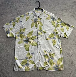 Tommy Bahama Shirt Mens Medium Hawaiian Palm Leaf Silk Button Green - Picture 1 of 15