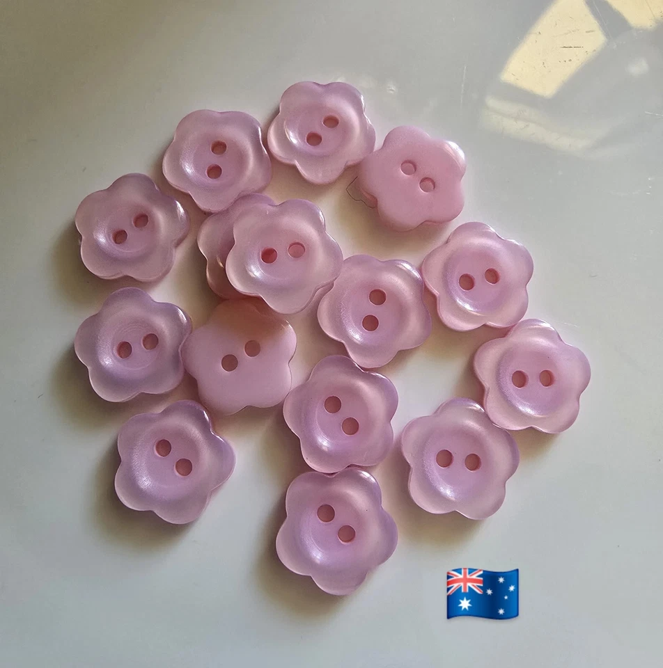 20pcs 12mm Pink Flower Shape 2 Hole Acrylic Buttons - Image 1 of 1