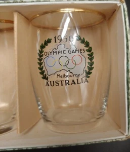 Olympische Spiele 1956 Melbourne Australien 6 Gläser 22 Karat Gold Made England Box - Bild 1 von 12