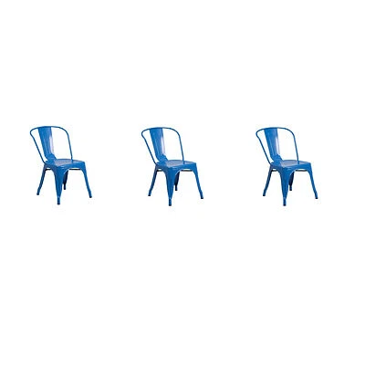 Tolix Blue Metal Steel Stack Dining Chair Commercial Quality 1-4 Unit Discounts - Image 1 of 4