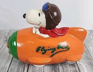 Vintage 1960s Snoopy Piggy Bank Flying Ace Airplane Orange "Blimp" - Picture 1 of 9