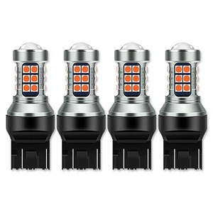 4PCS 7443 7440 LED Red Strobe Flash Blinking Brake Stop Tail Parking Light Bulb - Picture 1 of 17