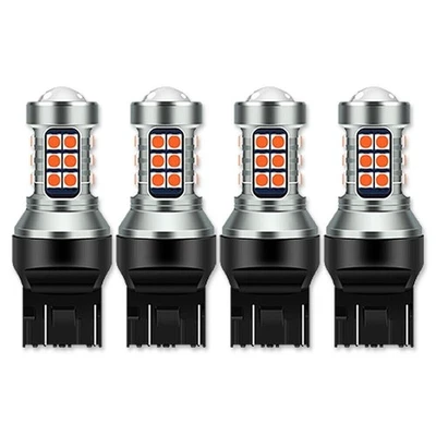 4 peças 7443 7440 LED vermelho estroboscópio flash piscando freio parada traseira lâmpada de estacionamento - Imagem 1 de 4