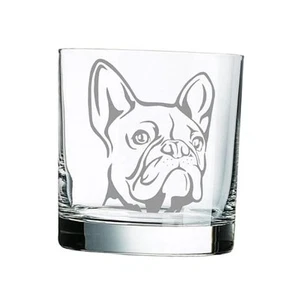 French Bulldog Engraved Whiskey Glass - 11 oz Rocks Glass for DogLovers - - Picture 1 of 6