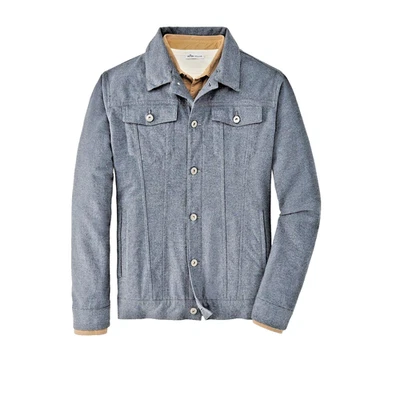 Peter Millar Mountainside Trucker Jacket Mens Medium Gray Crown Flannel Shacket - Image 1 of 4
