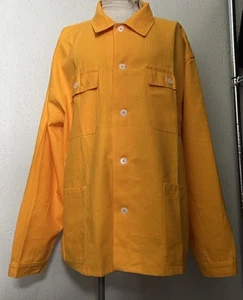 1960s Men’s European Yellow Workwear Coat Sanfor Vintage Cotton XL XXL - Picture 1 of 9