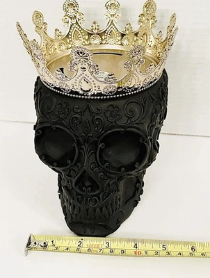 NEW ~ Filigree Sculpted Black Skull King 3 Wick Candle Holder Bath & Body Works - Image 1 of 3