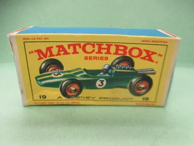 1960s MATCHBOX DIE CAST TOY # 19 GREEN LOTUS ( # 3 ) RACING CAR -  MINT - Image 1 of 4
