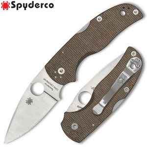Spyderco Native 5 CPM-CruWear Satin Blade Brown Micarta Handles C41MPCW5 - Picture 1 of 3