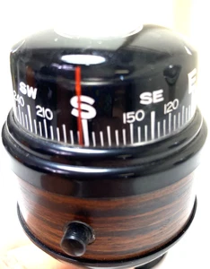 Vintage Compass auto dash or boat wood grain directional - Picture 1 of 4