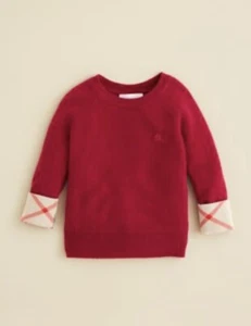 NEW Burberry Girl Georgey Check Trimmed Cashmere Sweater, Size 6Y/ 116cm - Picture 1 of 3