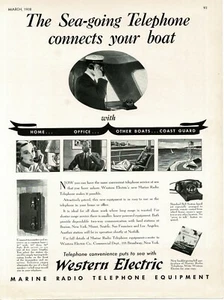 1938 WESTERN ELECTRIC Marine Radio Telephone Vintage Print Ad - Picture 1 of 1