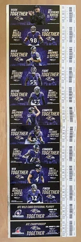 2017 NFL BALTIMORE RAVENS FULL FOOTBALL TICKET SHEET - STEELERS BEARS COLTS Cover