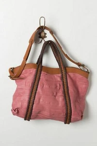 ¡Nuevo! Bolso de mano Anthropologie rosa "Savannah Woven Satchel" raro - Imagen 1 de 6
