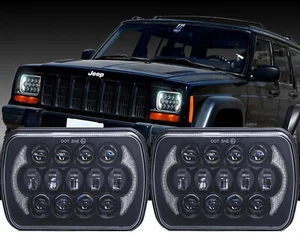 JEEP CHEROKEE XJ COPPIA FARI FANALI ANTERIORE FULL LED FONDO NERO - Imagen 1 de 8