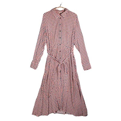 Vestido Camisa Boden Talla UK 16 R Multicolor Kate Estampado Geométrico Manga Larga Cinturón Foto 1 de 4