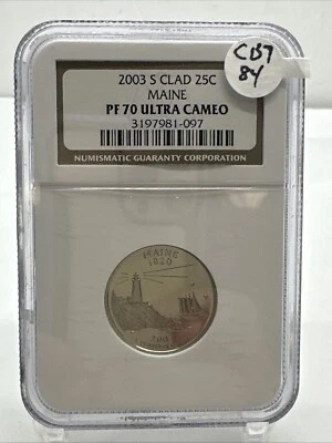 2003-S - SILVER PROOF MAINE  25c - NGC PF70 UCAM CB7-84 - Image 1 of 4