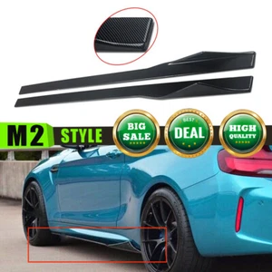 NEW Side Skirt Lip Splitter Carbon Look For 2014-2021 BMW F22 235i 230i M2 F87 - Picture 1 of 11